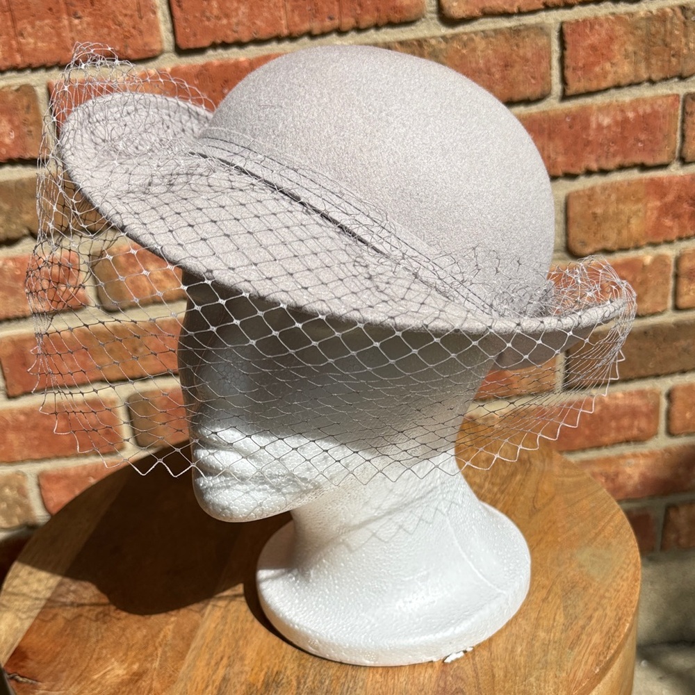 Elegant Gray Veiled Hat